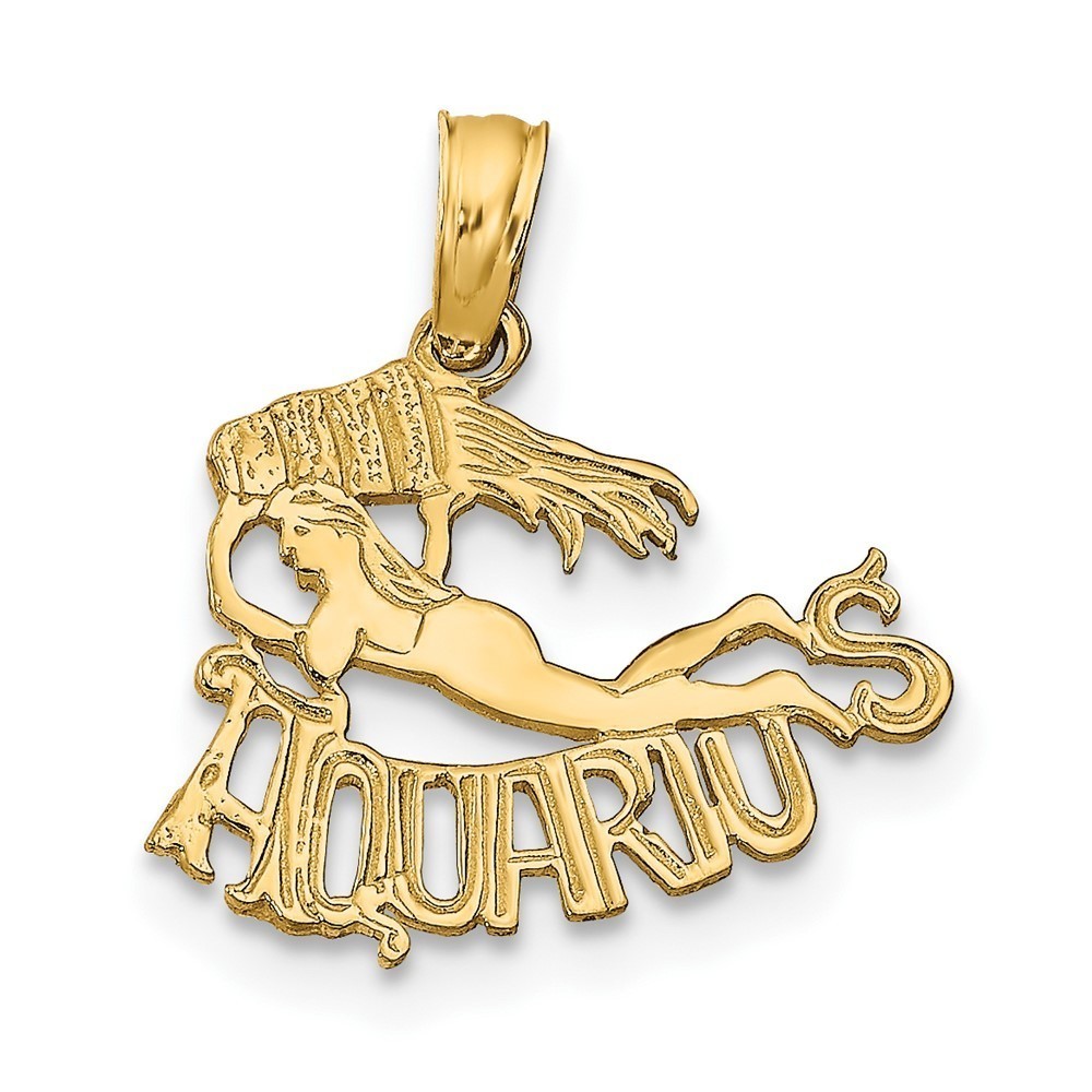 Million Charms 10k Yellow Gold Small AQUARIUS Zodiac Charm Pendant